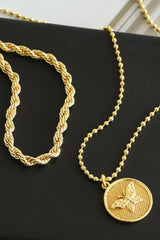 Butterfly Pendant Necklace and Twisted Rope Necklace Set - Shah S. Sahota