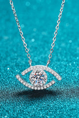 Moissanite Evil Eye Pendant 925 Sterling Silver Necklace - Shah S. Sahota