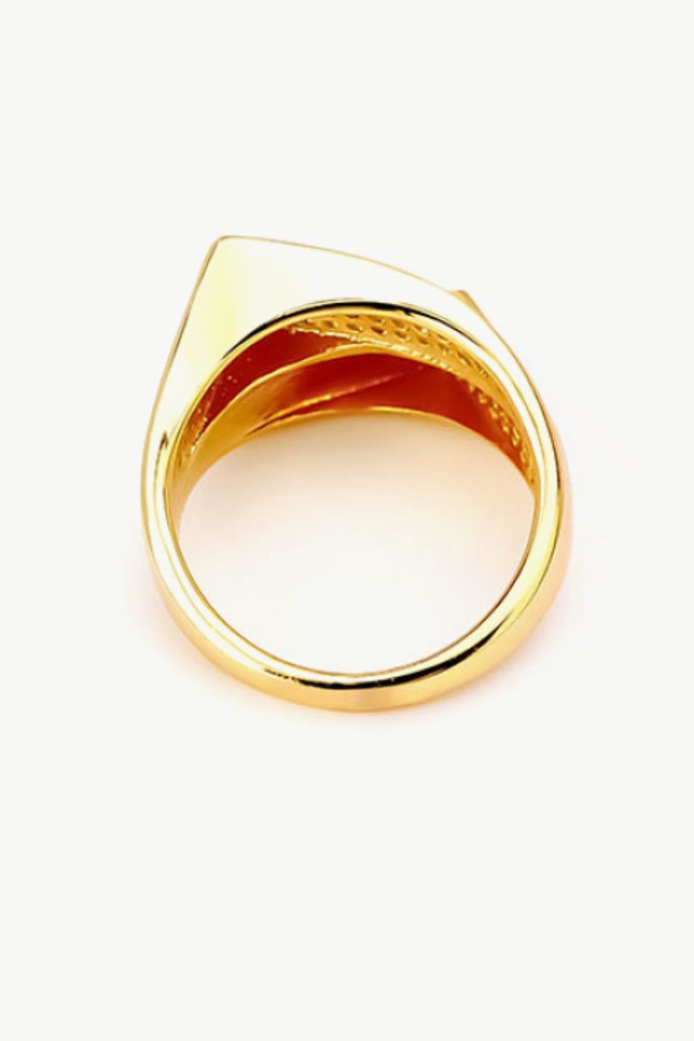 Cubic Zirconia Gold-Plated Asymmetrical Ring - Shah S. Sahota