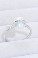 Natural Moonstone Platinum-Plated Ring - Shah S. Sahota