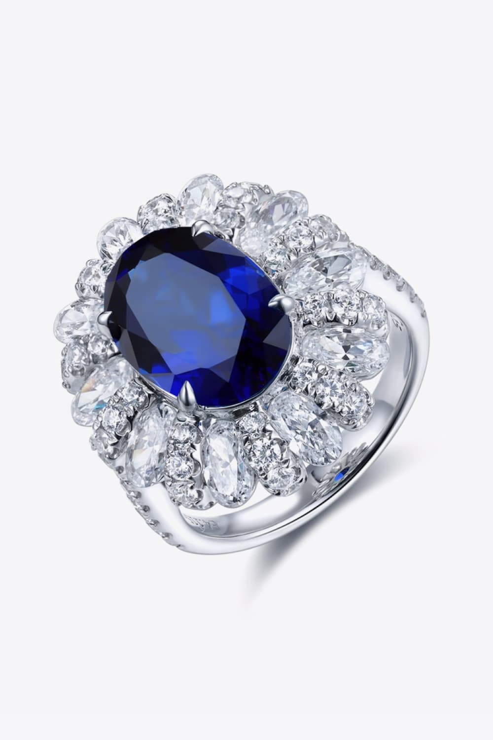 5 Carat Lab-Grown Sapphire Flower Shape Ring - Shah S. Sahota