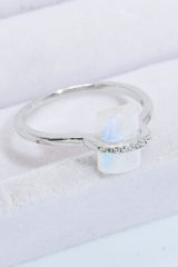 Natural Moonstone Platinum-Plated Ring