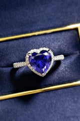 2 Carat Moissanite Heart-Shaped Side Stone Ring - Shah S. Sahota