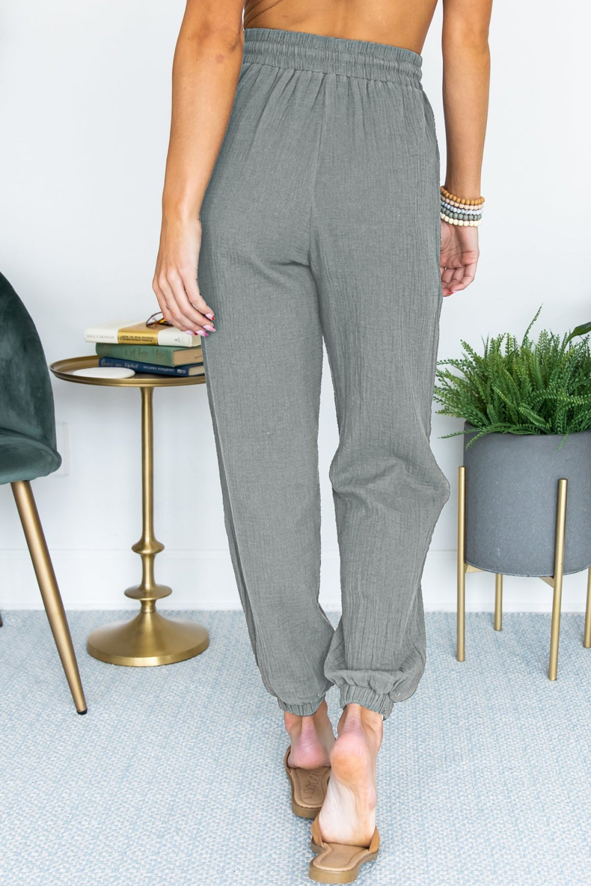 Drawstring Elastic Waist Joggers With Pockets - Shah S. Sahota