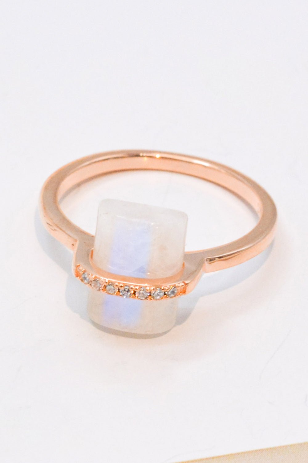 Natural Moonstone Platinum-Plated Ring - Shah S. Sahota