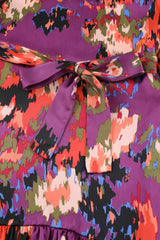 Abstract Print Belted Ruffle Hem Dress - Shah S. Sahota