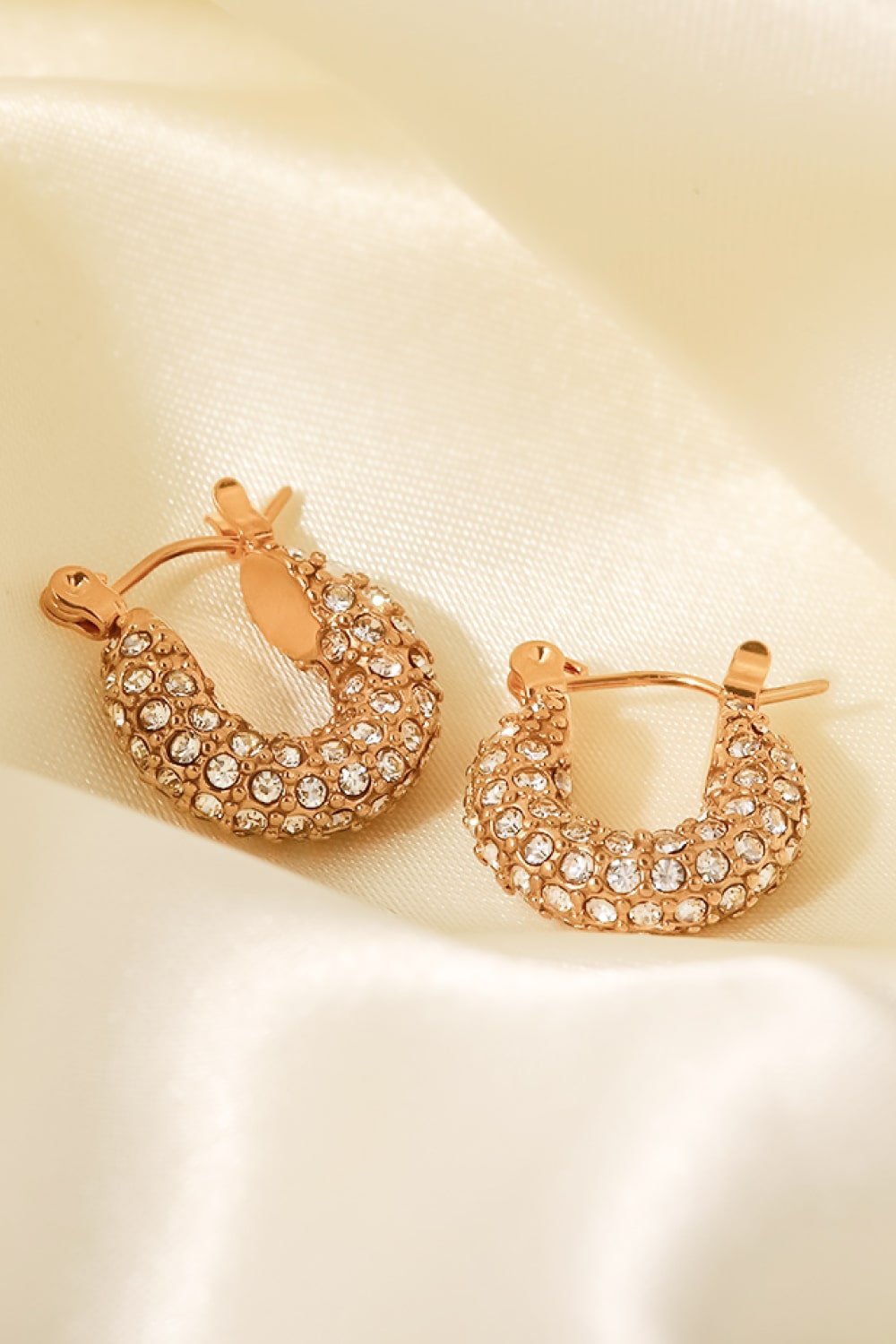 18K Gold Plated Inlaid Zircon Hoop Earrings - Shah S. Sahota