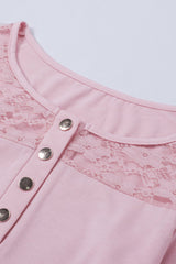Contrast Lace Button Up Top - Shah S. Sahota
