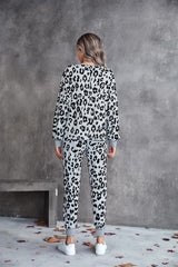 Leopard V-Neck Dropped Shoulder Loungewear Set - Shah S. Sahota
