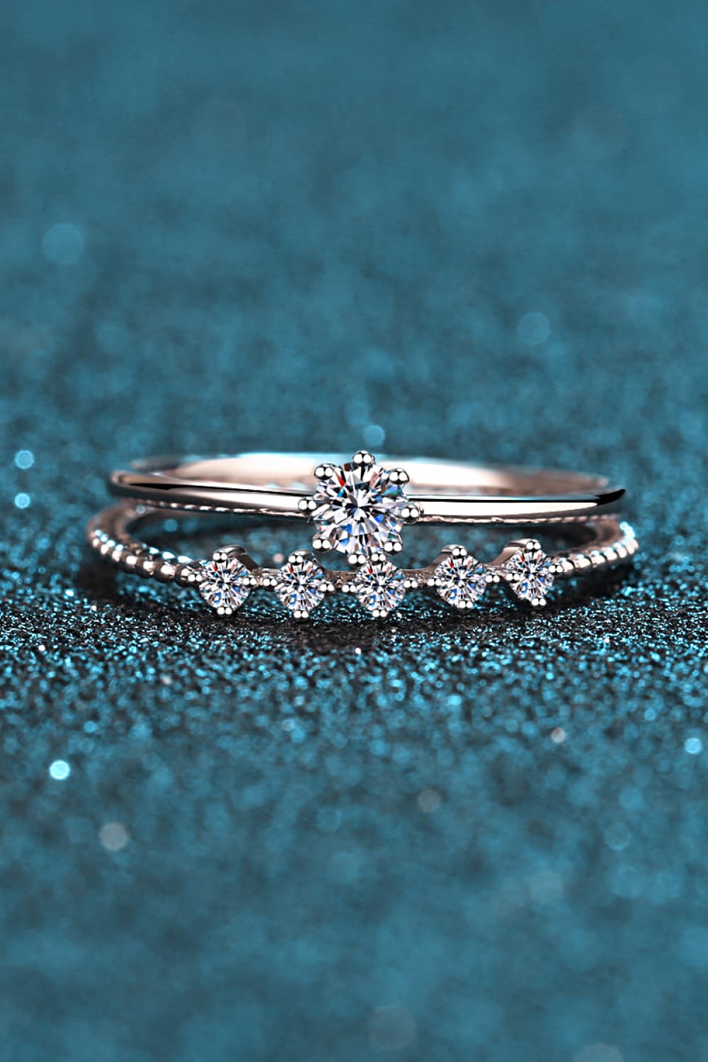 Moissanite 925 Sterling Silver Two-Piece Ring Set - Shah S. Sahota