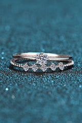 Moissanite 925 Sterling Silver Two-Piece Ring Set - Shah S. Sahota