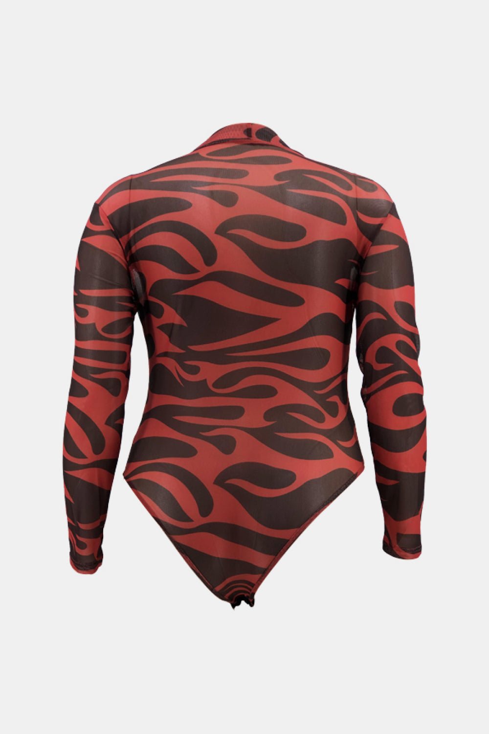 Full Size Abstract Print Mock Neck Bodysuit - Shah S. Sahota