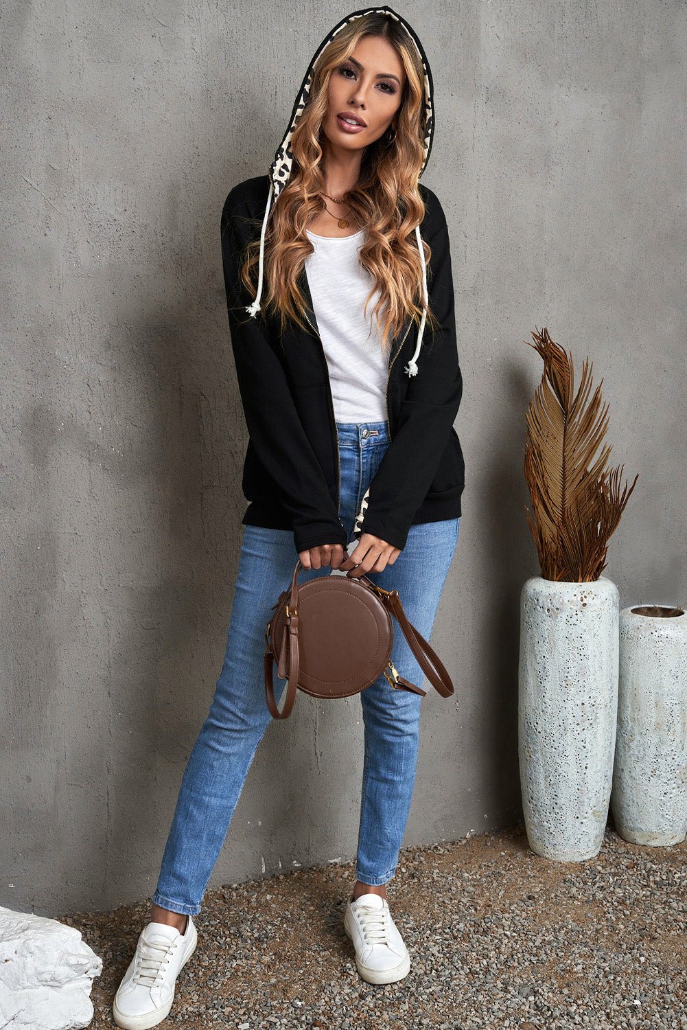 Zip Up Thumbhole Sleeve Hooded Jacket with Pockets - Shah S. Sahota