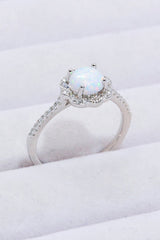 Platinum-Plated 4-Prong Opal Ring - Shah S. Sahota