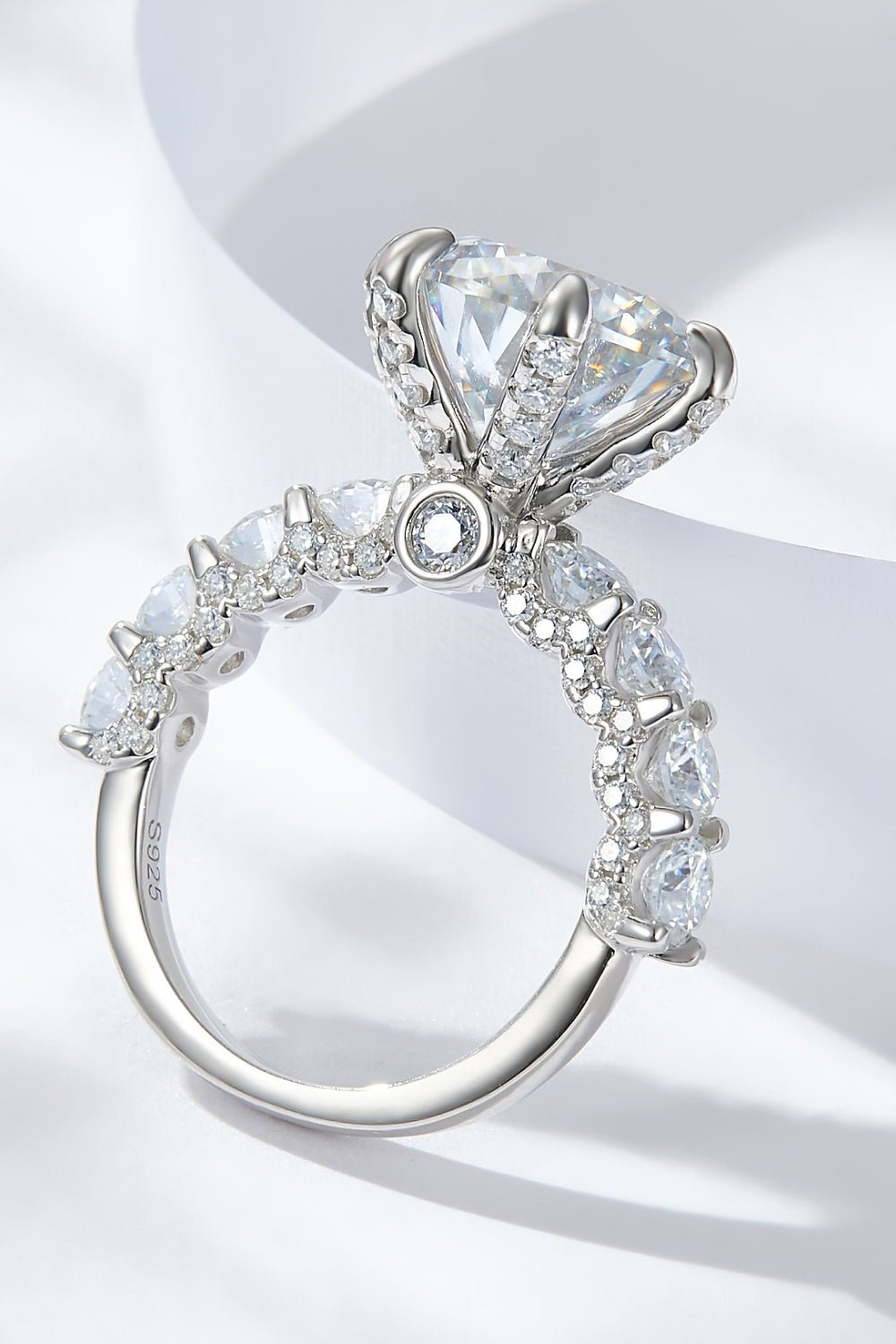 3-Carat Moissanite Platinum-Plated Side Stone Ring - Shah S. Sahota