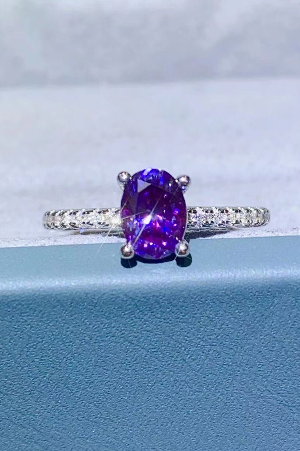 1 Carat Purple Moissanite 4-Prong Ring - Shah S. Sahota