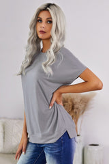 Round Neck Short Sleeve Solid Color Tee - Shah S. Sahota