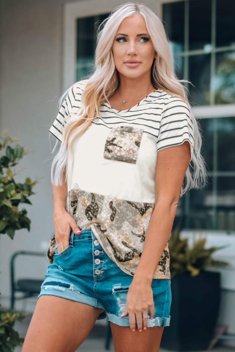 Camo Color Block Pocket Tee - Shah S. Sahota