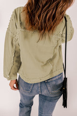 Frayed Trim Rivet Denim Jacket - Shah S. Sahota