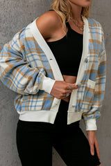 Plaid Button Down Jacket with Pockets - Shah S. Sahota