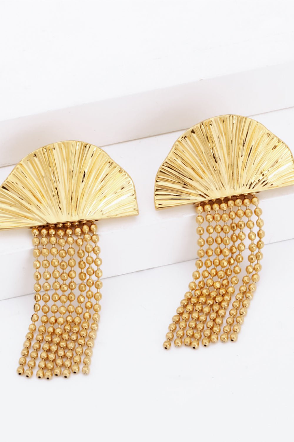 18K Gold Plated Fan Fringe Dangle Earrings - Shah S. Sahota