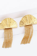 18K Gold Plated Fan Fringe Dangle Earrings - Shah S. Sahota