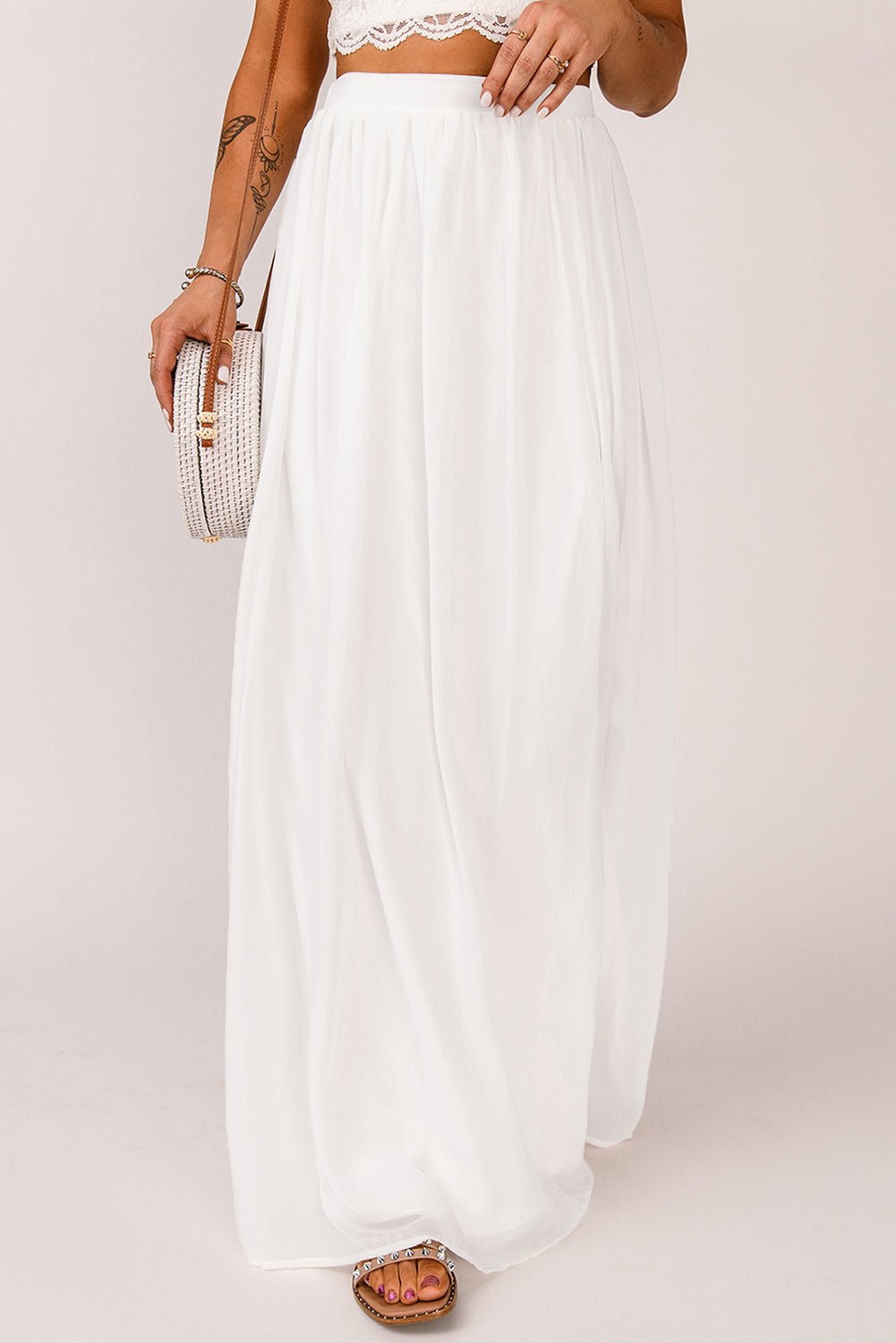 Elastic Waistband Split Maxi Skirt - Shah S. Sahota