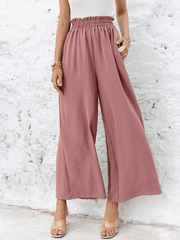 Frill Elastic Waist Wide Leg Pants - Shah S. Sahota