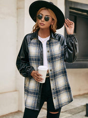 Plaid Button Down Raglan Sleeve Jacket - Shah S. Sahota