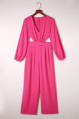 Balloon Sleeve Cutout Plunge Jumpsuit - Shah S. Sahota
