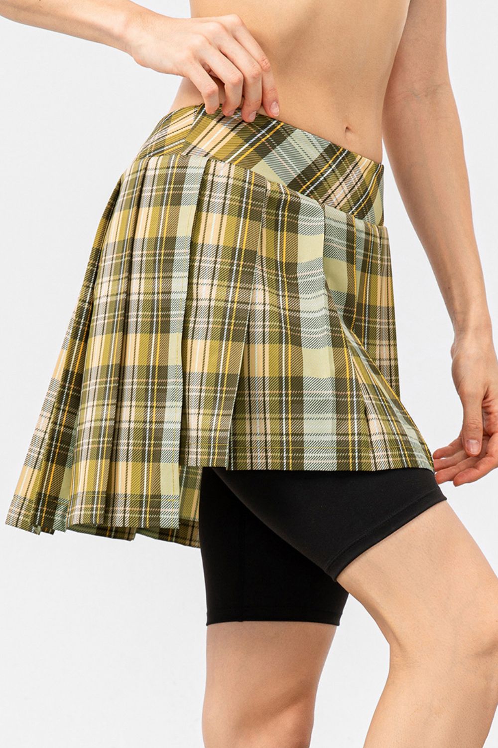 Plaid Faux Layered Sports Culottes - Shah S. Sahota
