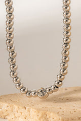 Inlaid Zircon Beaded Stainless Steel Necklace - Shah S. Sahota