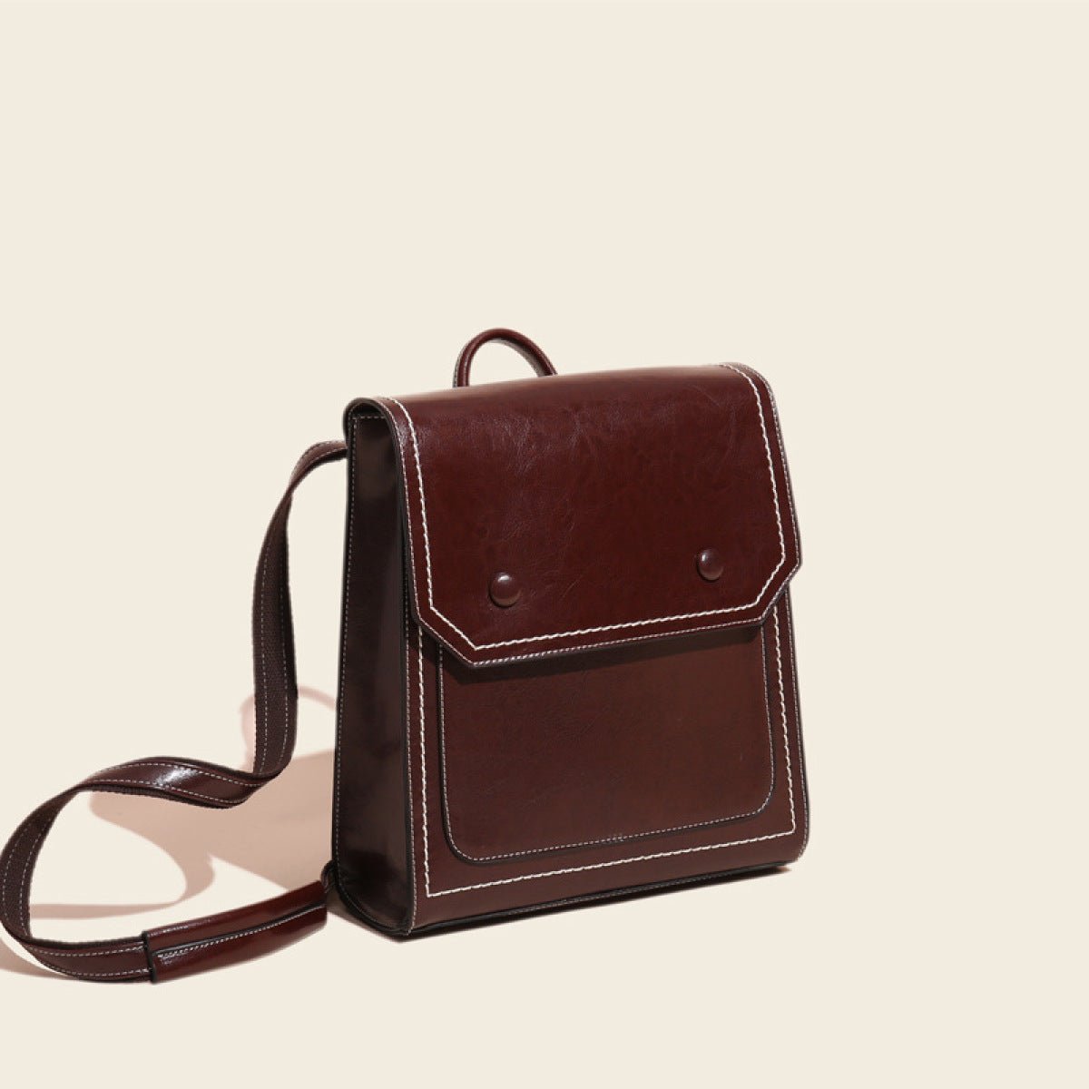 Retro Cover Type Oil Wax Leather Backpack - Shah S. Sahota