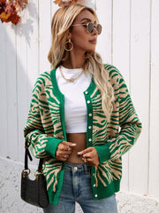 Zebra Print Button Down Cardigan - Shah S. Sahota