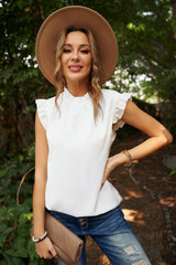 Ruffle Detail Mock Neck Top - Shah S. Sahota
