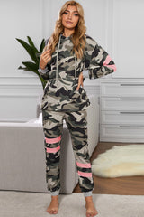 Camouflage Contrast Detail Hoodie and Joggers Lounge Set - Shah S. Sahota