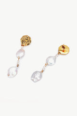 Textured Gold-Plated Pearl Drop Earrings - Shah S. Sahota