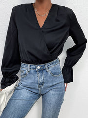 Surplice Neck Flounce Sleeve Bodysuit - Shah S. Sahota