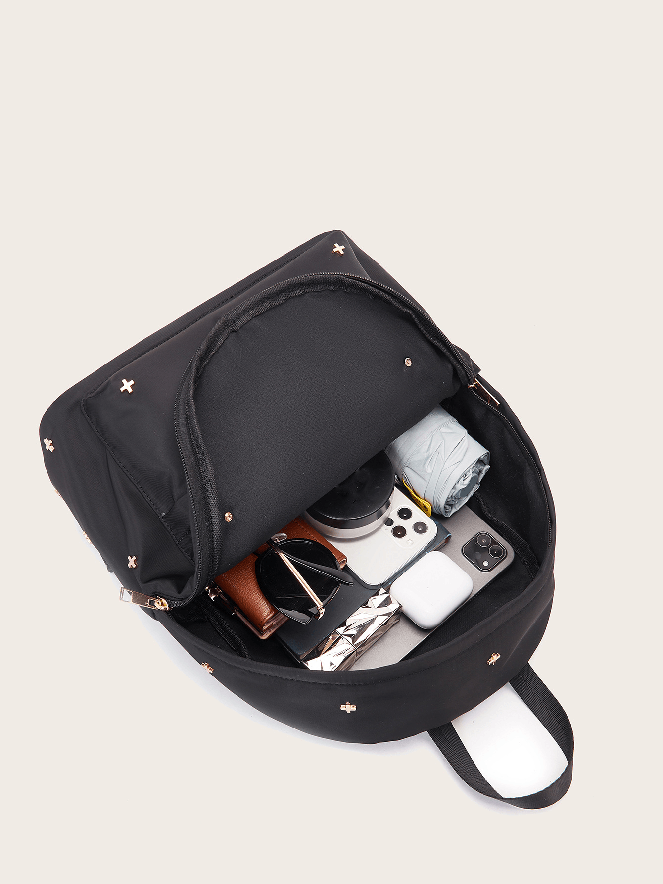 Casual Waterproof Multi-Compartment Rivet Backpack - Shah S. Sahota