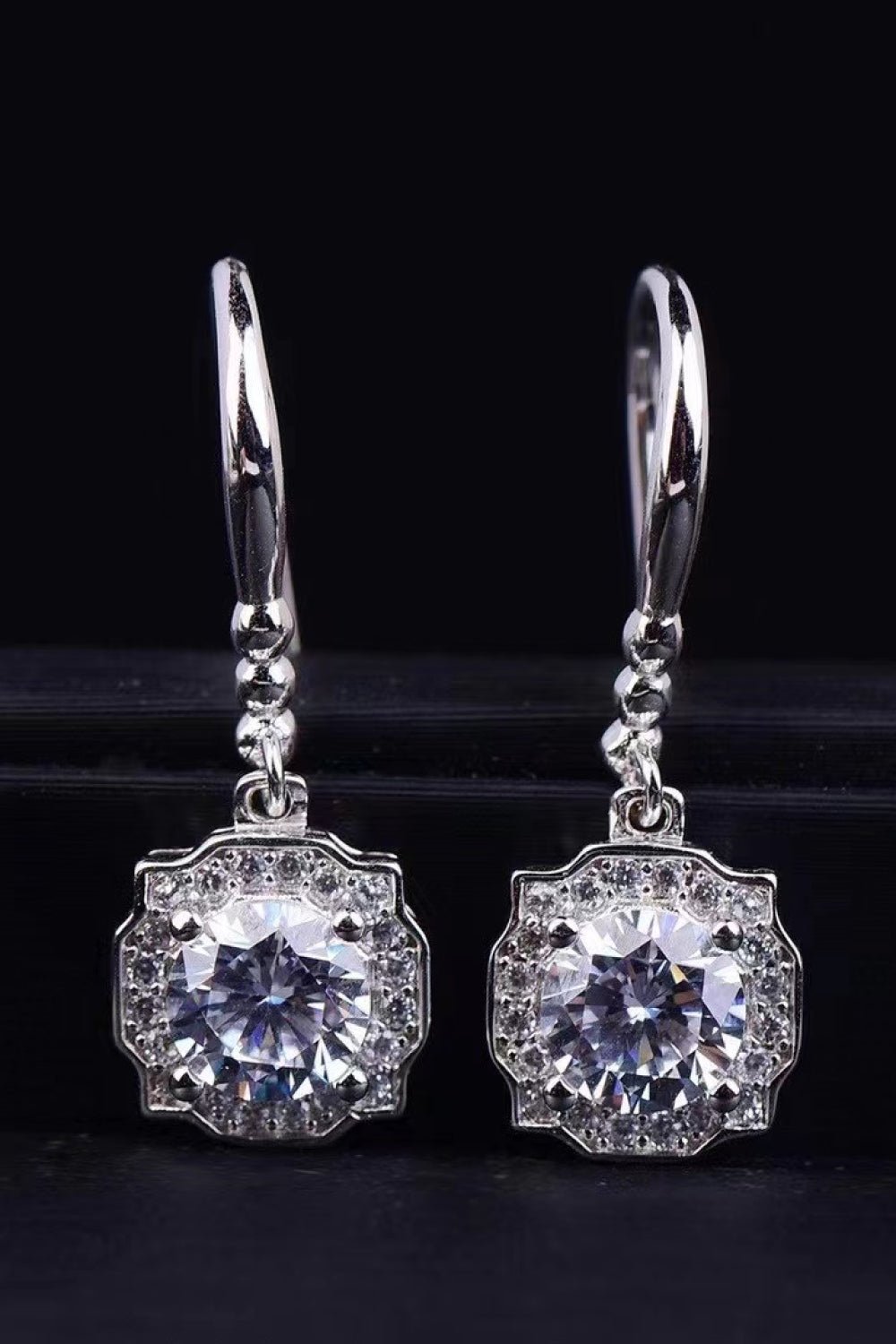 1 Carat Moissanite 925 Sterling Silver Drop Earrings - Shah S. Sahota
