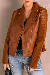 Ribbed Faux Leather Jacket - Shah S. Sahota