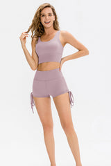 Side Drawstring High Waist Yoga Shorts - Shah S. Sahota