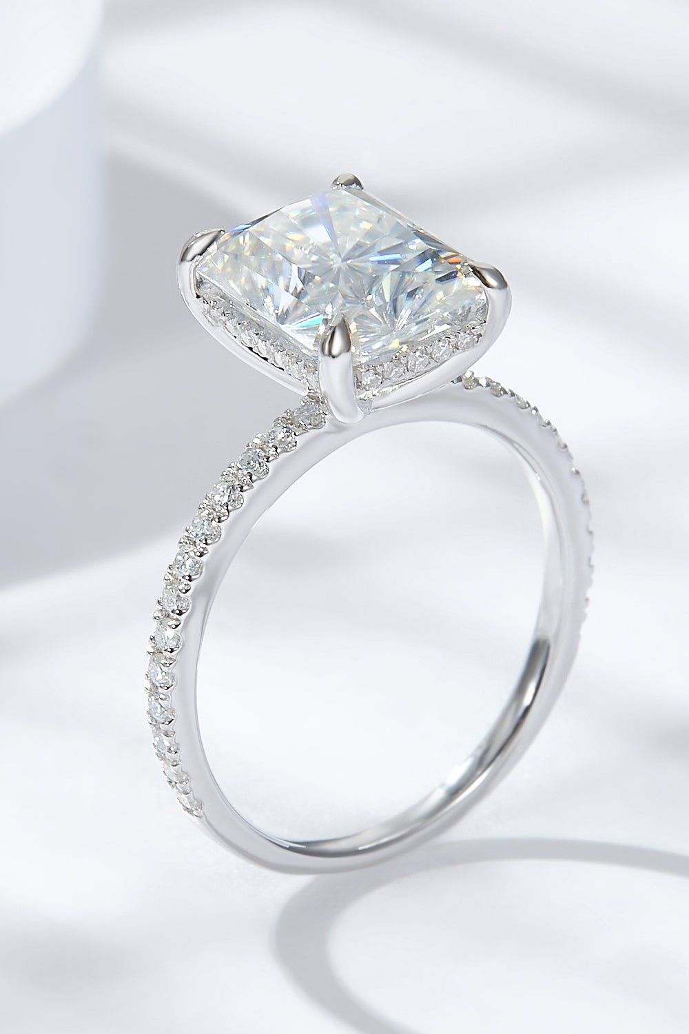 4 Carat Moissanite 4-Prong Side Stone Ring - Shah S. Sahota