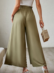 Tie Front Paperbag Waist Slit Thigh Wide Leg Pants - Shah S. Sahota