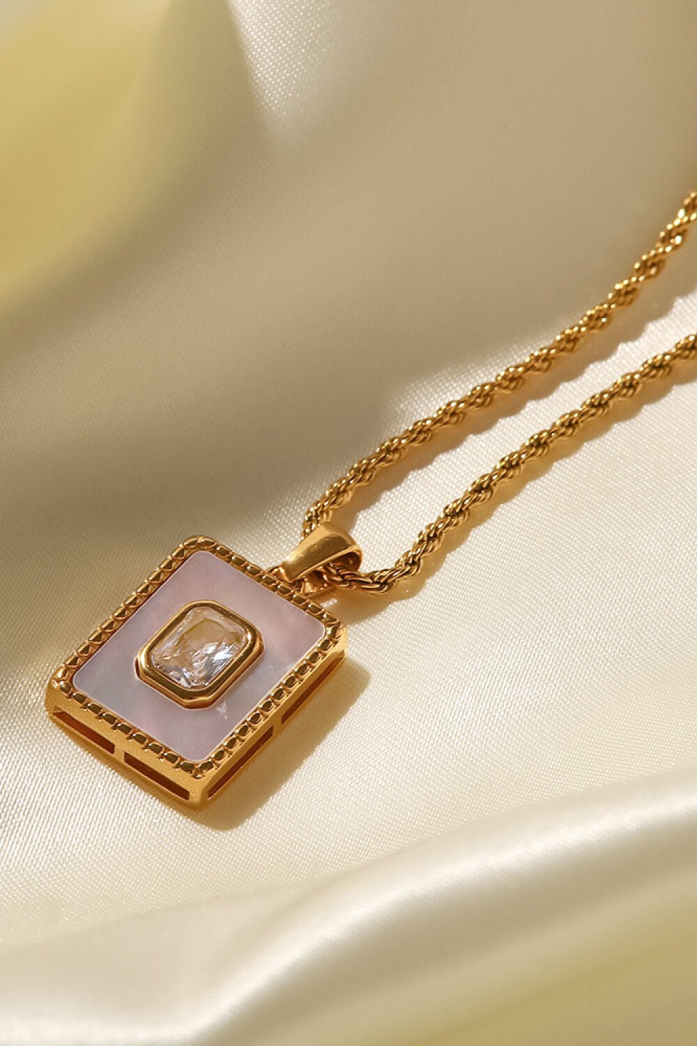 Square Pendant Twisted Chain Necklace - Shah S. Sahota