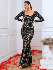 Contrast Sequin Zip-Back Maxi Dress - Shah S. Sahota