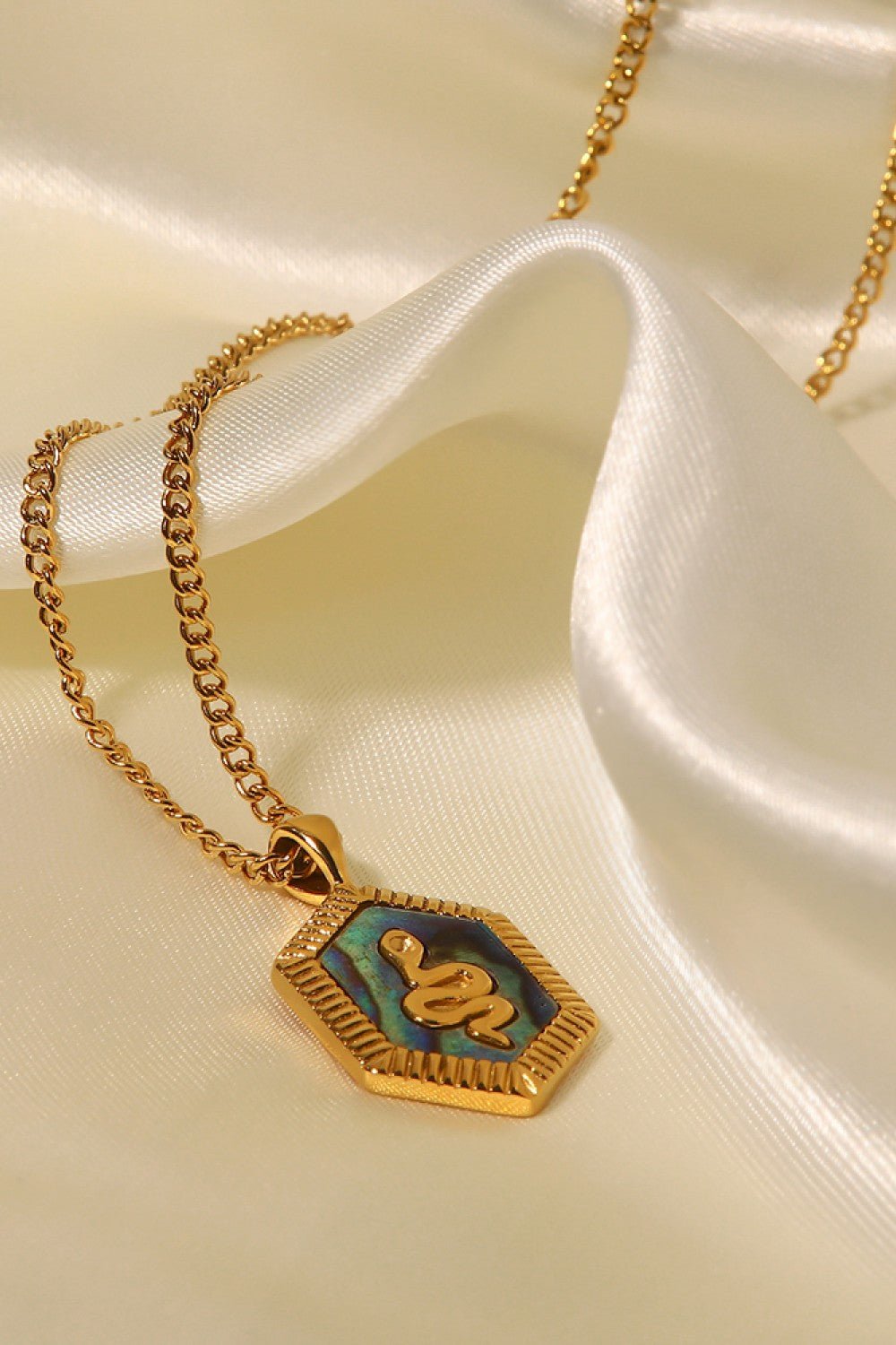 18K Gold Plated Snake Geometric Pendant Necklace - Shah S. Sahota