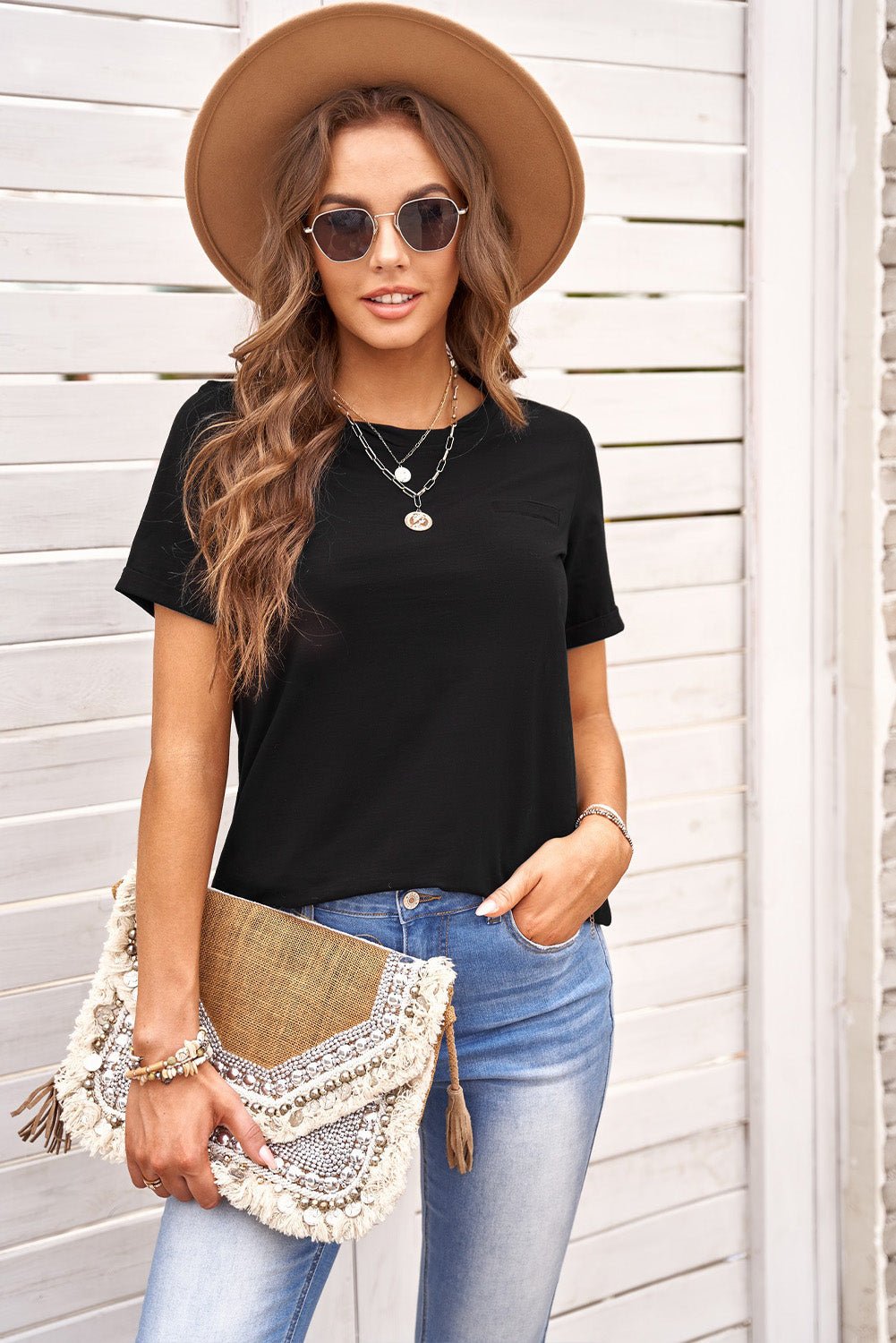 Just For You Cuffed Sleeve T-Shirt - Shah S. Sahota