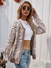 Zebra Print Button Down Cardigan - Shah S. Sahota