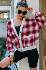 Plaid Button Down Jacket with Pockets - Shah S. Sahota